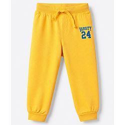 Babyhug Cotton Knit Jogger Fit Full Length Lounge Pant with Text Print Pack of 3 - Blue Yellow Red