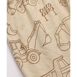 Babyhug Cotton Jersey Knit Full Length Lounge Pants with Jogger Fit and Construction Vehicles Print Pack of 3 in Blue Red & Off white