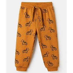 Babyhug Cotton Knit Full Length Jogger Fit Lounge Pant With Animal Print Pack of 3 in Navy Blue Grey Yellow