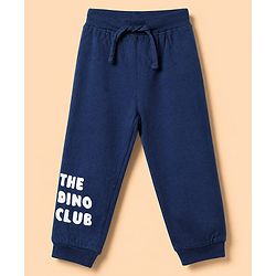 Babyhug Cotton Jersey Knit Full Length Lounge Pant with Dino Print in Blue & White Pack of 3