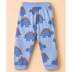 Babyhug Cotton Jersey Knit Full Length Lounge Pant with Dino Print in Blue & White Pack of 3