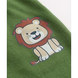 Babyhug Cotton Jersey Knit Full Length Lounge Pants with Lion & Elephant Print in Brown Green & Beige Pack of 3
