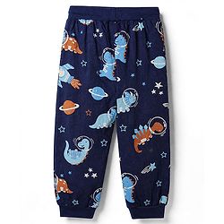 Babyhug Cotton Knit Full Length Jogger Fit Lounge Pant With Animal Print Pack of 3 in Navy Blue Grey Yellow