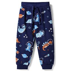 Babyhug Cotton Knit Full Length Jogger Fit Lounge Pant With Animal Print Pack of 3 in Navy Blue Grey Yellow