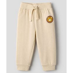 Babyhug Cotton Jersey Knit Full Length Track Pants WIth Animal Print Pack of 3 - Beige Navy Blue & Red