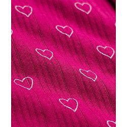 Babyhug Cotton Knit Full Sleeves Front open Thermal Inner Wear Set With Heart Print- Fuchsia
