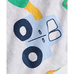 Babyhug Cotton Jersey Knit Full Length Lounge Pants With Vehicles & Fun Time Text Print Pack of 2 - Blue & Grey