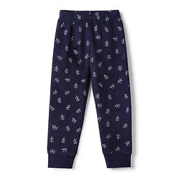 Babyhug Knit Full Sleeves Vests & Pant With Floral Print Thermal Inner Wear - Navy Blue