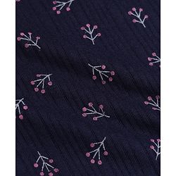 Babyhug Cotton Mixes Knit Full Sleeves Vests & Pant Thermal Inner Wear with Floral Print - Navy Blue