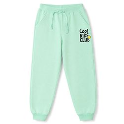 Babyhug 100% Cotton Terry Knit Full Length Lounge Pants With Text Print - Light Green