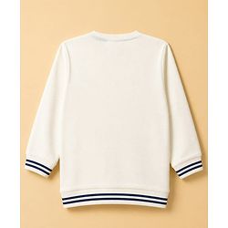 Babyhug 100% Cotton Terry Knit Full Sleeves T-Shirt & Joggers Set With Text Print - Off White & Navy Blue