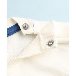 Babyhug 100% Cotton Terry Knit Full Sleeves T-Shirt & Joggers Set With Text Print - Off White & Navy Blue