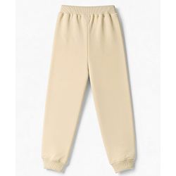 Babyhug 100% Cotton Terry Knit Full Length Lounge Pants With Text Print - Beige