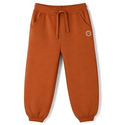 Babyhug 100% Cotton Terry Knit Solid Full Length Lounge Pant - Brown
