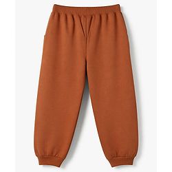 Babyhug 100% Cotton Terry Knit Solid Full Length Lounge Pant - Brown