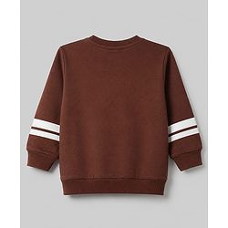 Babyhug Terry Knit Full Sleeves T-Shirt & Joggers Set With Text Print - Brown