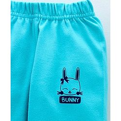 Babyhug Full Length Cotton Lounge Pant Bunny Print - Aqua Blue - 12-18 M Blue
