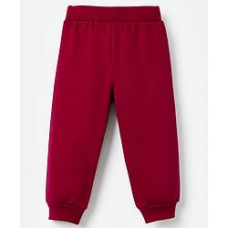 Babyhug Cotton Terry Knit Jogger Fit Full Length Lounge Pant with New York Brooklyn Print in Maroon