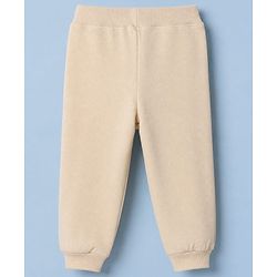 Babyhug Cotton Terry Knit Jogger Fit Full Length Lounge Pant with Varsity Team Text Print - Beige