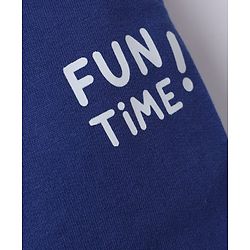 Babyhug Cotton Terry Knit Jogger Fit Full Length Lounge Pant with Fun Time Text Print - Blue