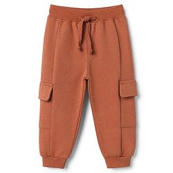 Babyhug Terry Knit Full Sleeves T-Shirt & Joggers Set With Text Print - Brown