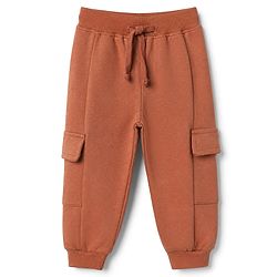 Babyhug Terry Knit Full Sleeves T-Shirt & Joggers Set With Text Print - Brown