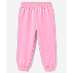 Babyhug Cotton Knit Full Length Lounge Pants with Rainbow Patch and Bow Applique Pack of 3 - Green Purple Pink
