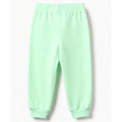 Babyhug Cotton Knit Full Length Lounge Pants with Rainbow Patch and Bow Applique Pack of 3 - Green Purple Pink