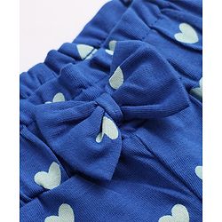Babyhug Cotton Jersey Knit Full Length Track Pant With Bow Applique & Heart Print Pack of 3 - Blue Mustard & Red