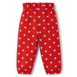 Babyhug Cotton Jersey Knit Full Length Track Pant With Bow Applique & Heart Print Pack of 3 - Blue Mustard & Red