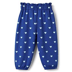 Babyhug Cotton Jersey Knit Full Length Track Pant With Bow Applique & Heart Print Pack of 3 - Blue Mustard & Red