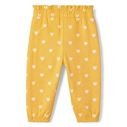 Babyhug Cotton Jersey Knit Full Length Track Pant With Bow Applique & Heart Print Pack of 3 - Blue Mustard & Red