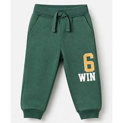 Babyhug 100% Cotton Terry Knit Full Sleeves Hooded T-Shirt and Jogger with New York City Print with Kangaroo Pockets - Green