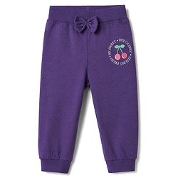 Babyhug Cotton Jersey Jogger Fit Lounge Pants with Floral, Cherry & Strawberry Print with Bow Pack of 3 - Pink, Violet & Light Green