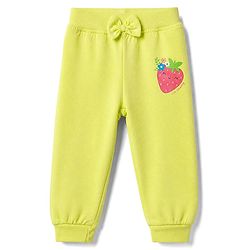 Babyhug Cotton Jersey Jogger Fit Lounge Pants with Floral, Cherry & Strawberry Print with Bow Pack of 3 - Pink, Violet & Light Green