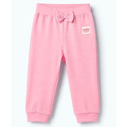 Babyhug Cotton Jersey Knit Full Length Track Pant With Bow Patch Pack of 3 - Blue Pink & Red