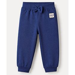Babyhug Cotton Jersey Knit Full Length Track Pant With Bow Patch Pack of 3 - Blue Pink & Red