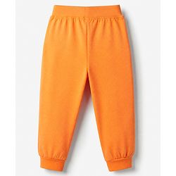 Babyhug Cotton Knit Full Length Jogger Fit Lounge Pant with London New York Print Pack of 3 in Orange Pink