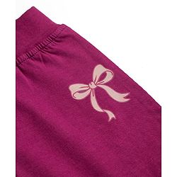 Babyhug Cotton Jersey Knit Jogger Fit Full Length Lounge Pant with Bow Print Pack of 2 In Blue Maroon