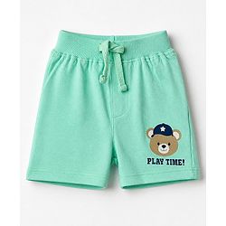 Babyhug Cotton Jersey Knit Shorts With Animal Print Pack of 3 - Yellow Green & Navy Blue