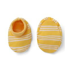 Babyhug 100% Cotton Interlock Knit Mittens & Booties with Stripes - Yellow