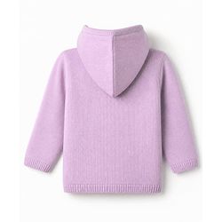 Babyhug Knit Hooded Full Sleeves Sweater With Rainbow Embroidery - Lavender