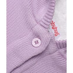 Babyhug Knit Hooded Full Sleeves Sweater With Rainbow Embroidery - Lavender