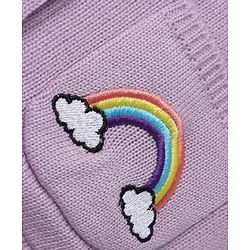 Babyhug Knit Hooded Full Sleeves Sweater With Rainbow Embroidery - Lavender