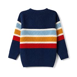 Babyhug Knit Full Sleeves Pullover with Stripes & Number Patch - Navy Blue