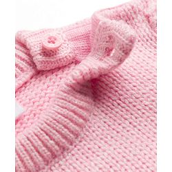 Babyhug Knit Full Sleeves Pullovers With Cable Knit Design & Teddy Bear Patch - Pink