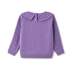 Babyhug Cable Knit Full Sleeves Pullover with Floral Embroidery - Purple