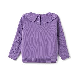 Babyhug Cable Knit Full Sleeves Pullover with Floral Embroidery - Purple