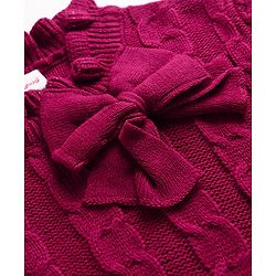 Babyhug Knit Pullover with Full Sleeves and Bow Applique in Pink
