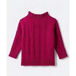 Babyhug Knit Pullover with Full Sleeves and Bow Applique in Pink